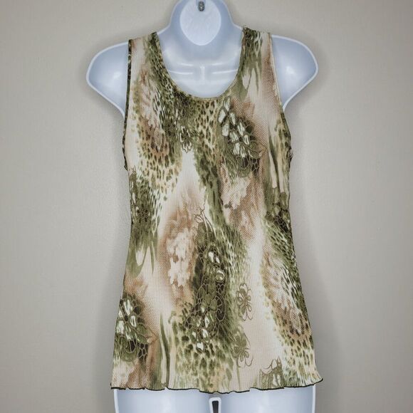 Vintage y2k brown green cream grunge fairy crinkle stretch rustic top size xl - Picture 2 of 6